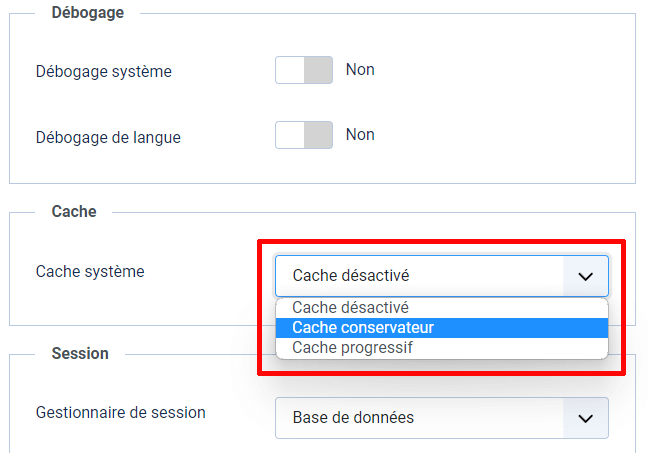 cache système  joomla 4