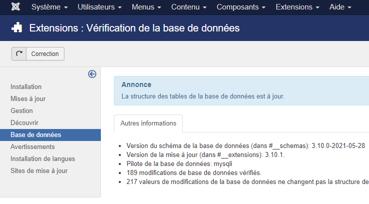 Base de données de Joomla 3.10.x migrer Joomla 3 vers Joomla 4