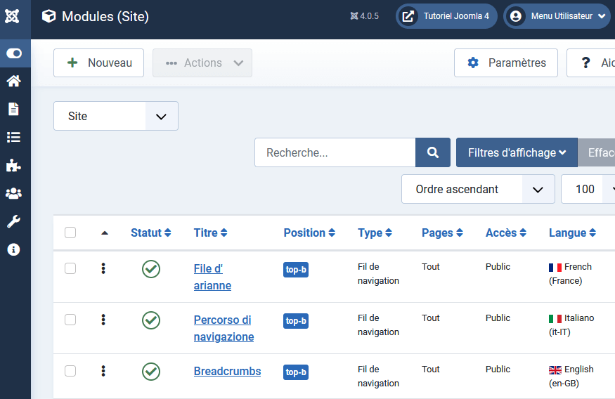 ajouter des modules a un site multilingue