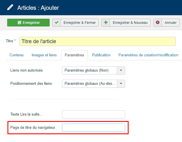 titre du navigateur dans un article joomla