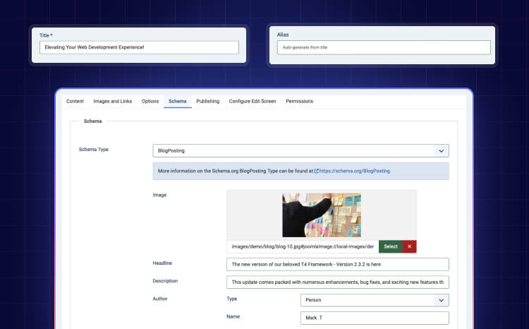 Joomla 5 : schema article