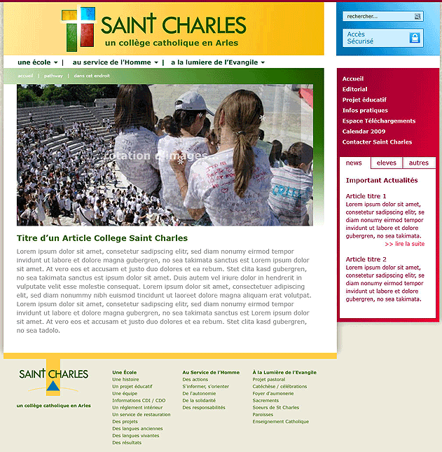 Template Joomla, design de logo : lycée & collège Saint Charles