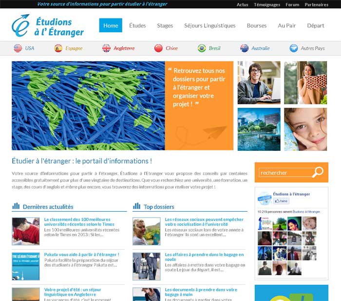 étudions à l étranger : création du template joomla 3 responsif