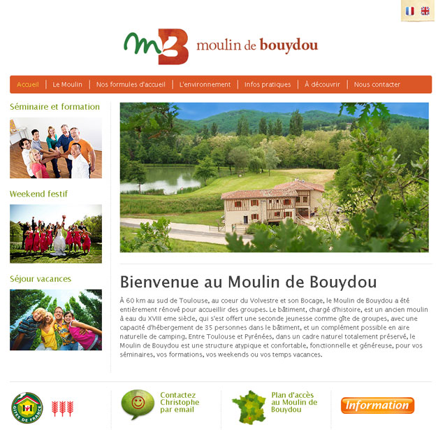 Template Joomla sur mesure, migration Joomla : Moulin de Bouydou