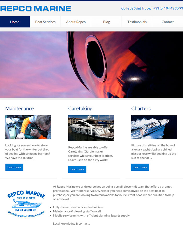 repco marine : création du  template joomla