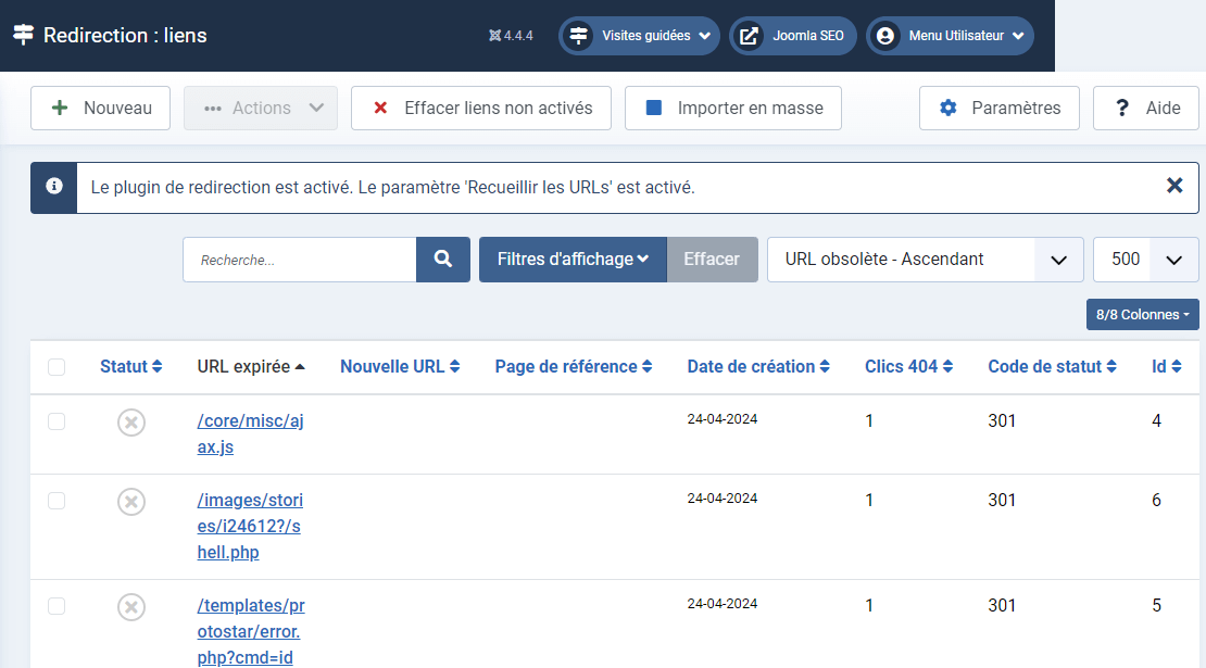 joomla gestionaire redirection