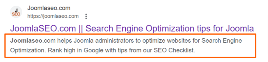 joomla seo google meta description