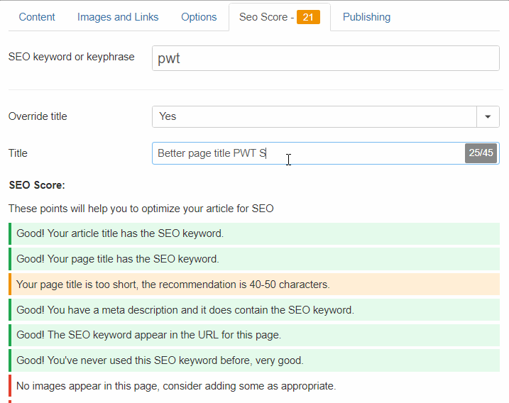 live update seo score 