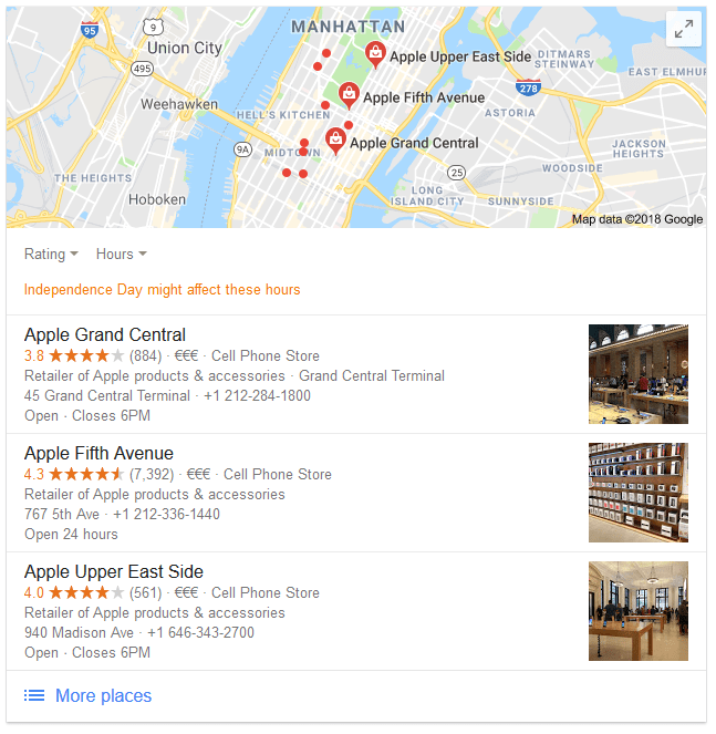 résulta de recherche local