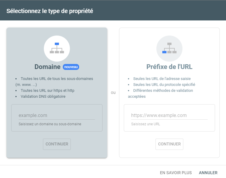 search console inscription