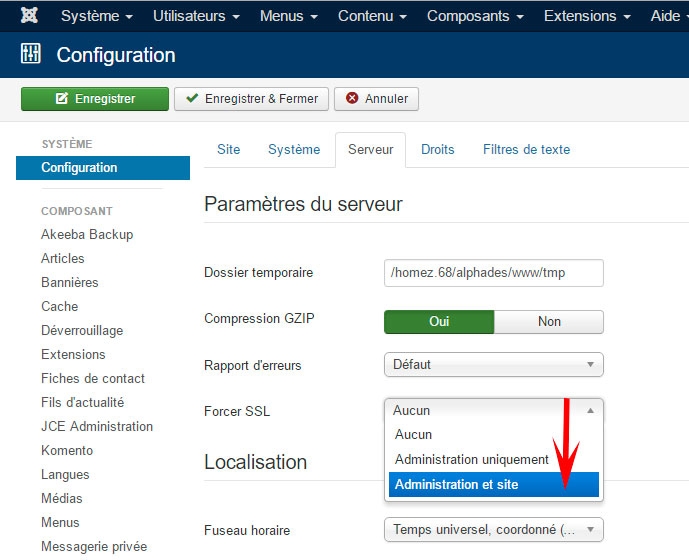 comment utiliser SSL dans un site Joomla