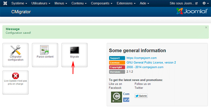 administration cmigrator migrate 