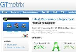 résultat amélioration de la vitesse de téléchargement de page speed pour un site Joomla 2.5